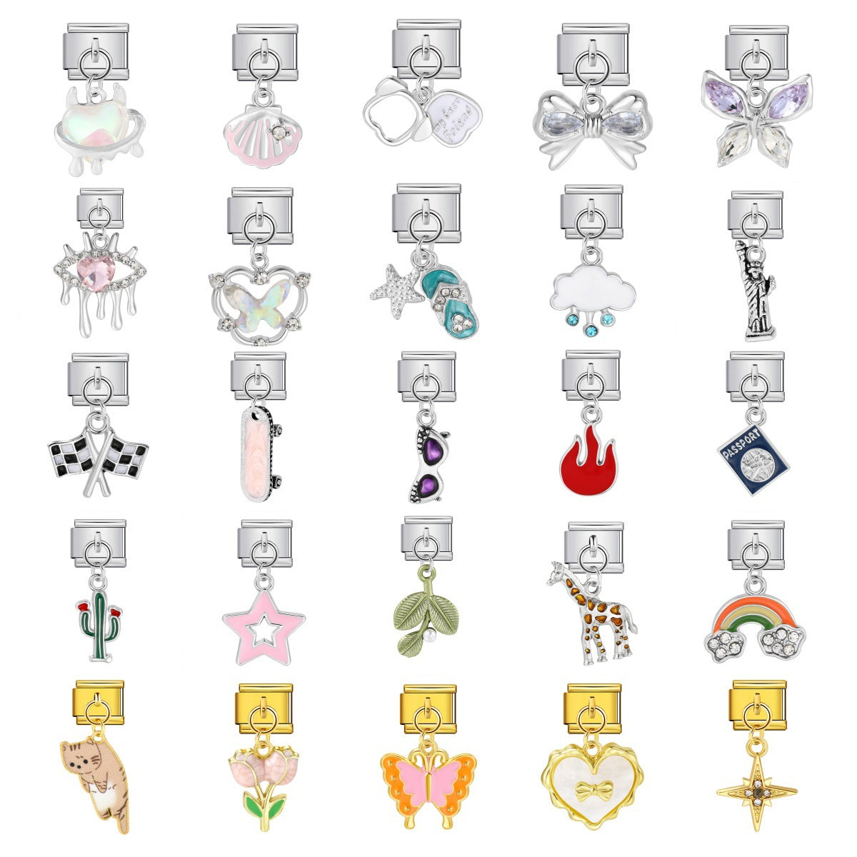 Cute Pendant Hook Style Stainless Steel Italian Charm Links