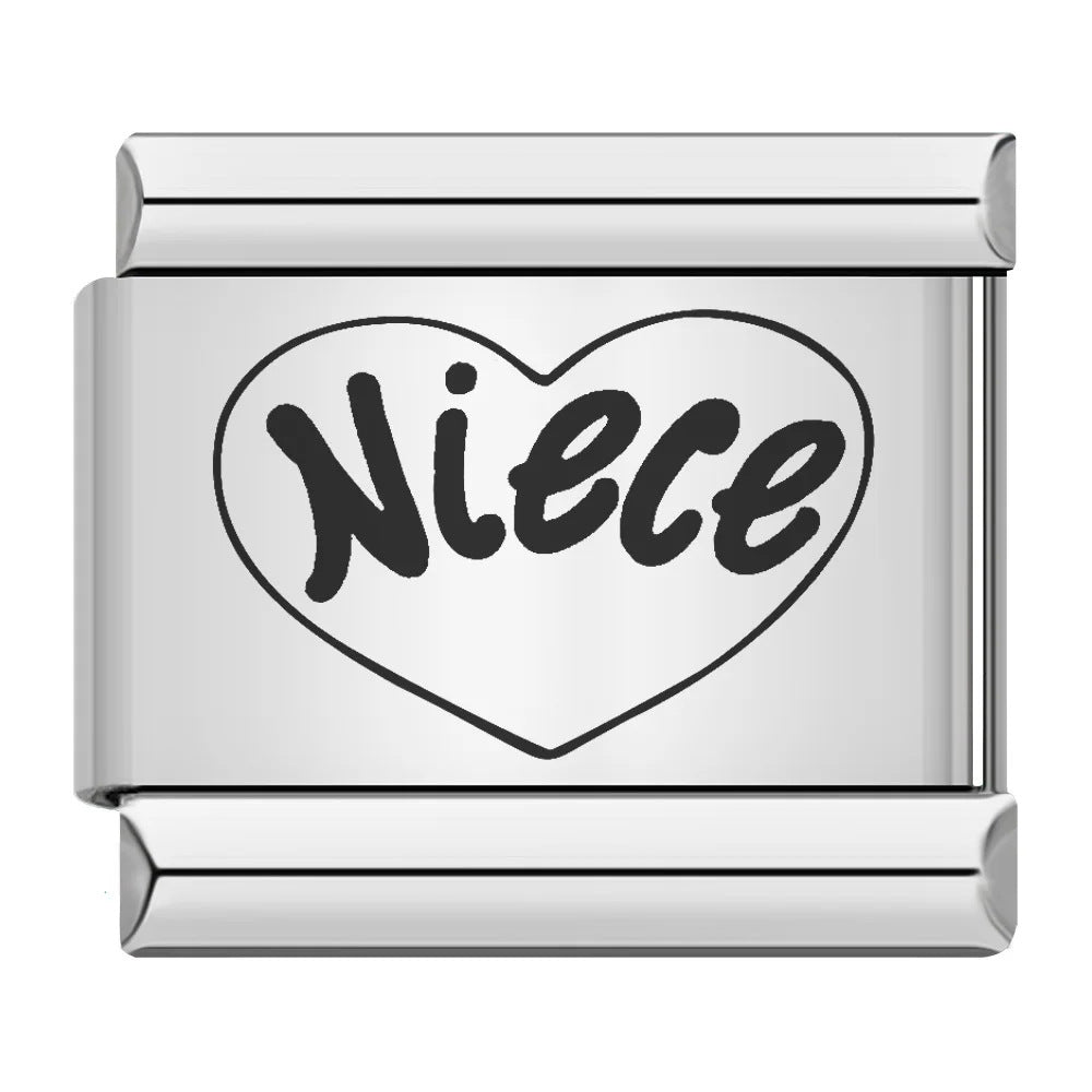 Laser Engraved Pattern Stainless Steel Italian Charm Links
