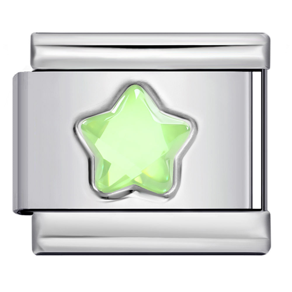 Five Pointed Star Color Rhinestone Birthstone Italian Charm Links