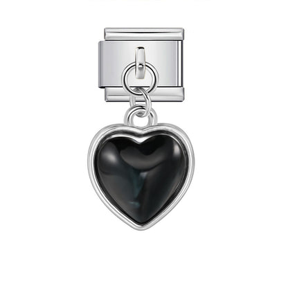 Colorful Heart Moon Bow Pendant Stainless Steel Italian Charm Links