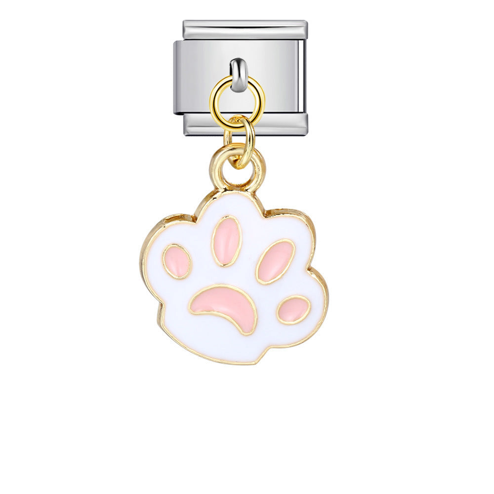 Color Enamel Paw Hook Stainless Steel Italian Charm Links