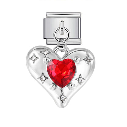 Colorful Heart Moon Bow Pendant Stainless Steel Italian Charm Links