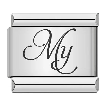 Family series english word pattern italian module bracelet stainless steel laser engraved diy bracelet