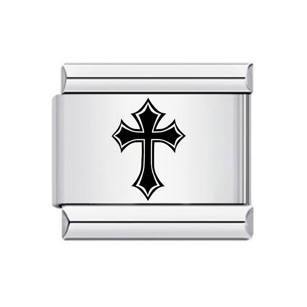 Stainless Steel Laser Engraved Cross Italian Module Bracelet DIY Strap Chain Italian Charms