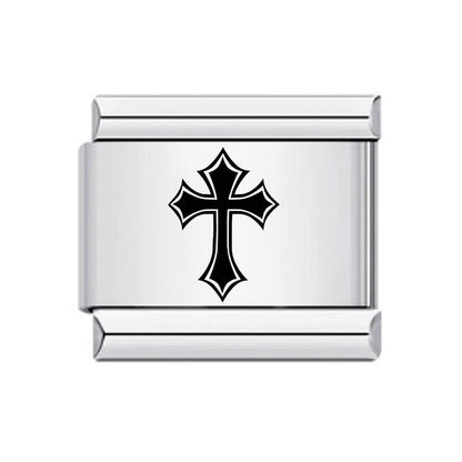 Stainless Steel Laser Engraved Cross Italian Module Bracelet DIY Strap Chain Italian Charms