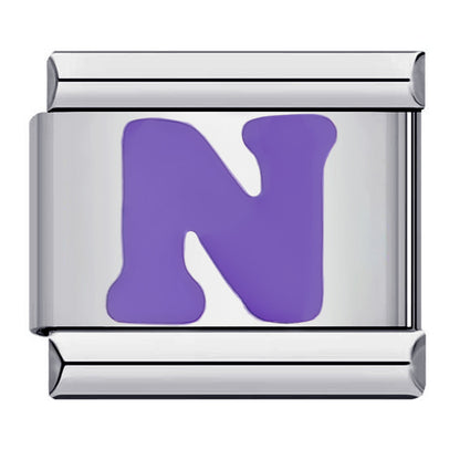 New arrival stainless steel purple english letter diy italian module bracelet italiancharmbracelet