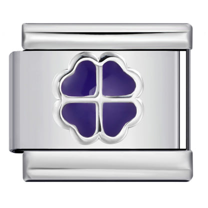 Color Enamel Four Leaf Clover Stainless Steel Italian Charm Links