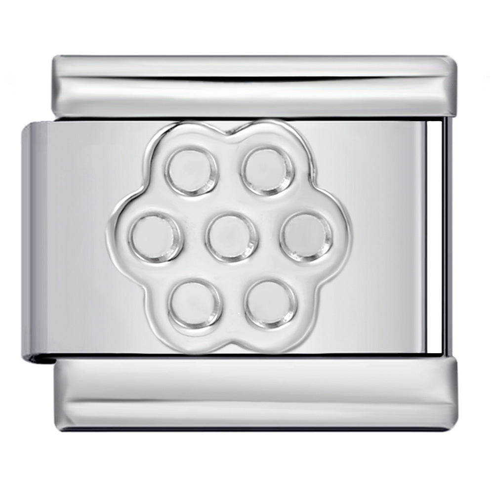 Convex Silver Stamped Italian Charm Stainless Steel