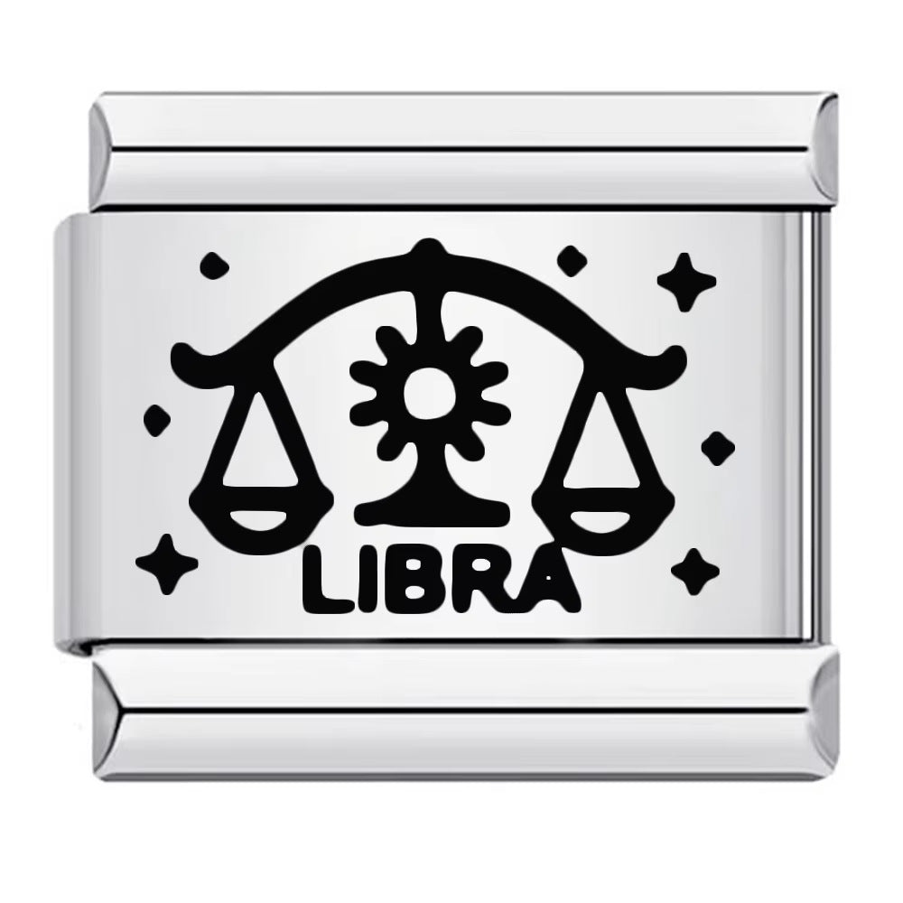 Cross-border hot-selling laser engraved 12 zodiac sign elements stainless steel diy italian modular bracelet bangle accessories