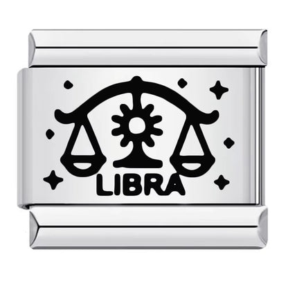 Cross-border hot-selling laser engraved 12 zodiac sign elements stainless steel diy italian modular bracelet bangle accessories