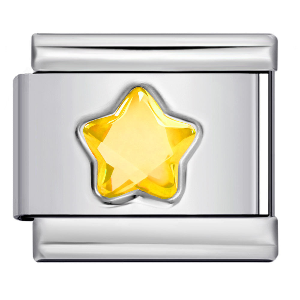 Five Pointed Star Color Rhinestone Birthstone Italian Charm Links