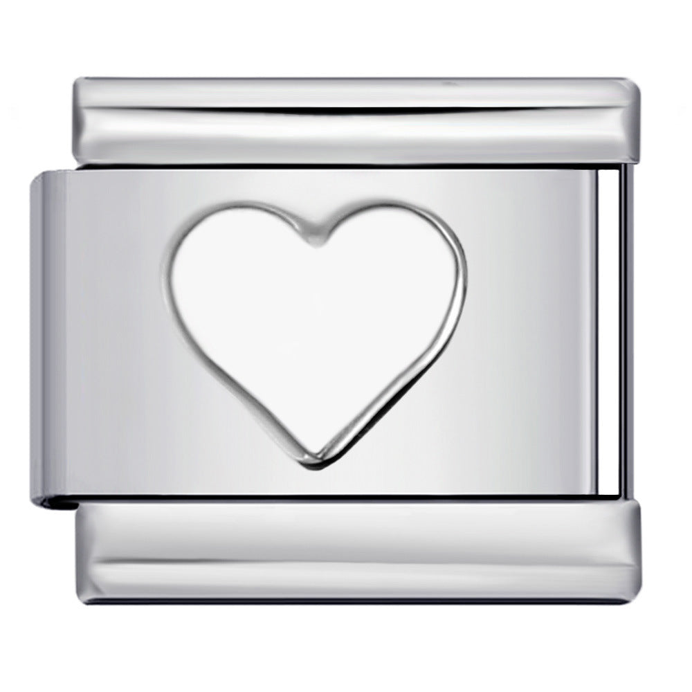 Concave Silver Stamped Stainless Steel Italian Charm Links