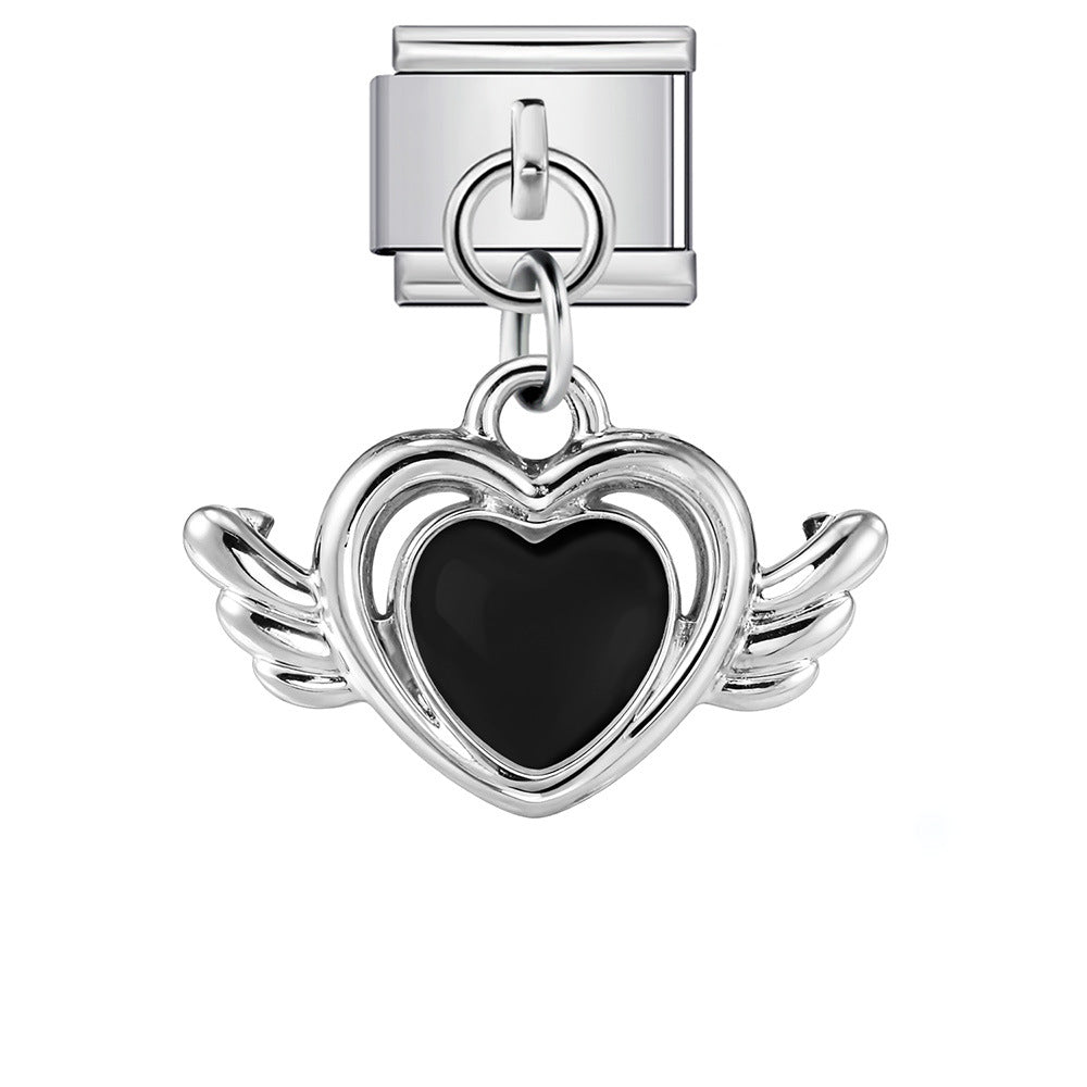 Love flower pendant Italian module bracelet, single hook stainless steel elastic splicing strap chain