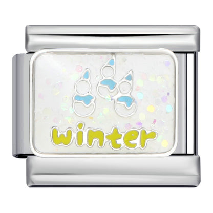 Four seasons elements gold-plated enamel diy italian modular bracelet - custom welded pattern stainless steel bangle
