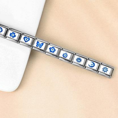 Blue devil's eye module bracelet - detachable diy stainless steel link bracelet chain accessories wholesale
