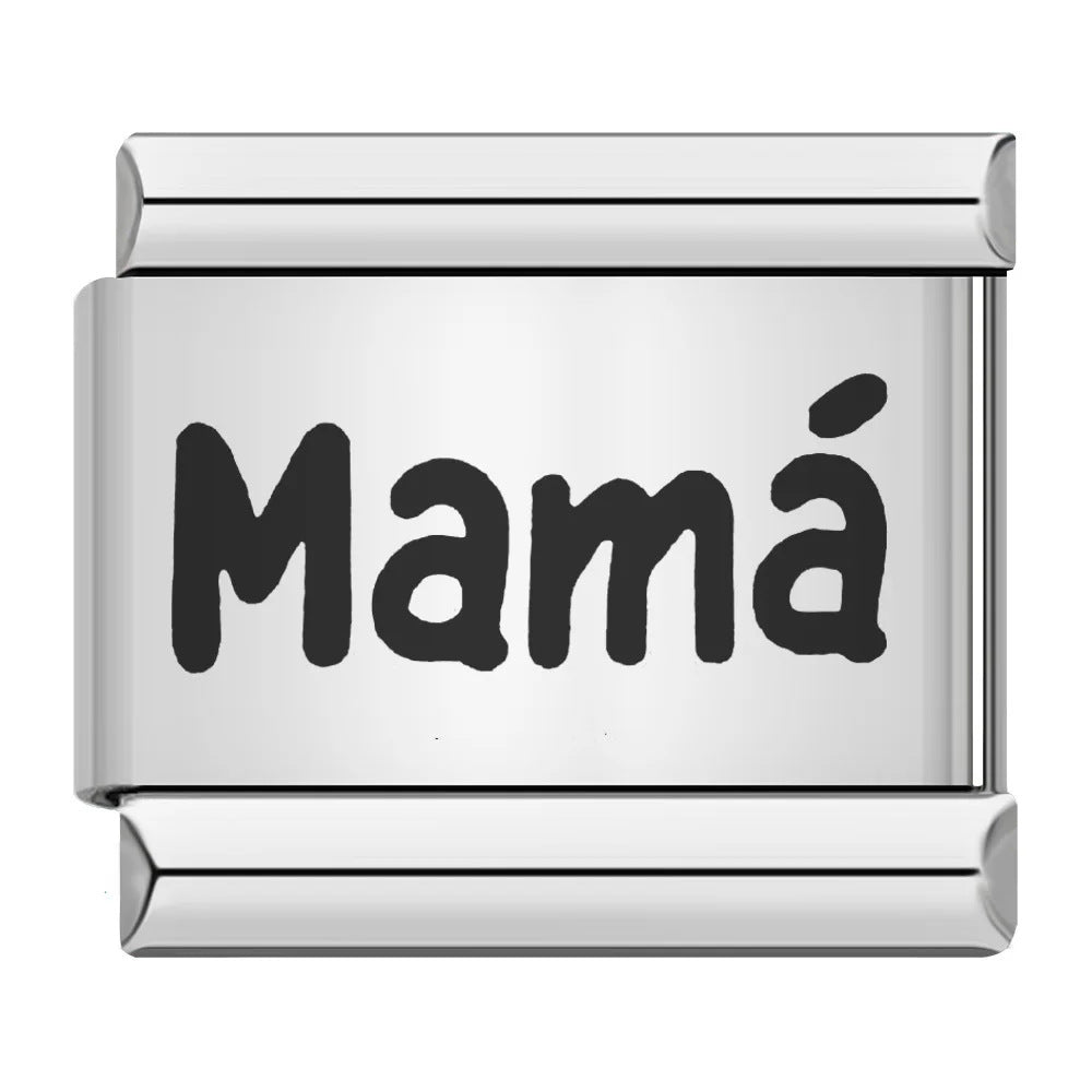 Laser Engraved Pattern Stainless Steel Italian Charm Links