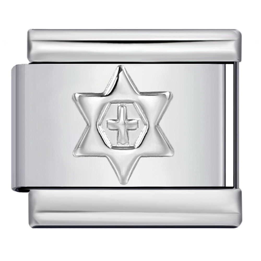 Convex Silver Stamped Italian Charm Stainless Steel
