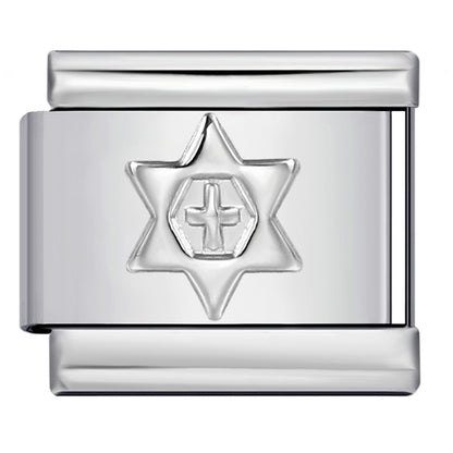Convex Silver Stamped Italian Charm Stainless Steel