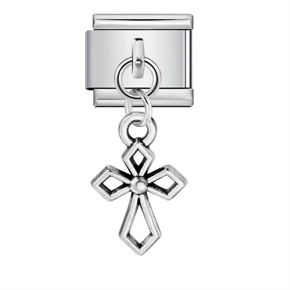 Single hook pendant italian modular bracelet stainless steel patchwork strap chain italian charm