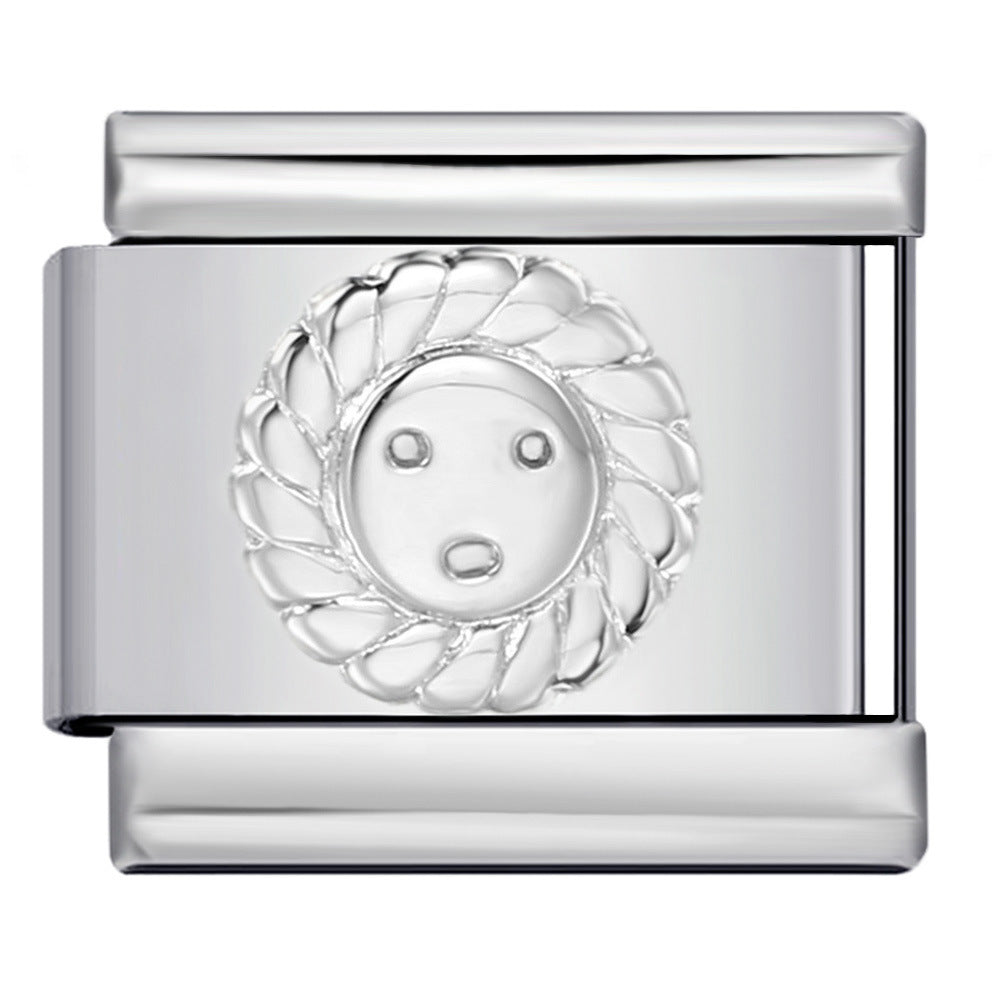 Convex Silver Stamped Italian Charm Stainless Steel
