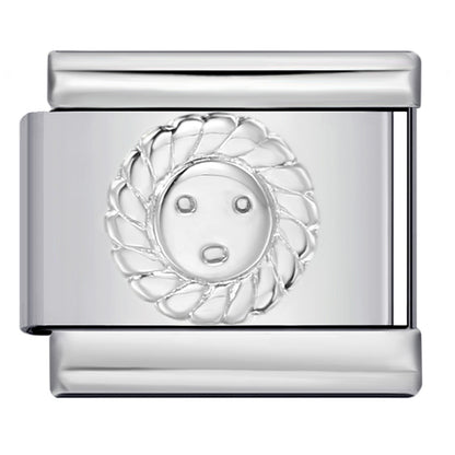 Convex Silver Stamped Italian Charm Stainless Steel