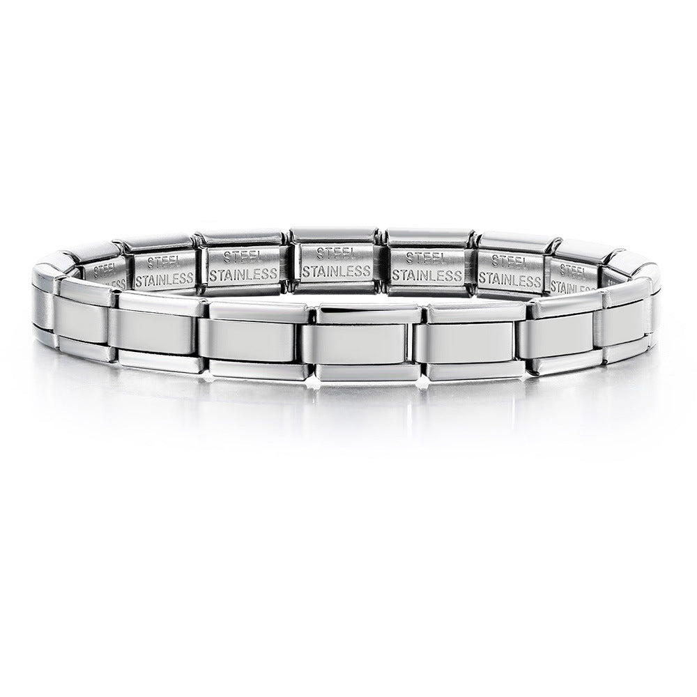 Stainless Steel Vacuum IP Plated Italian Module Bracelet Foundation Elastic Strap Chain Italian Charm