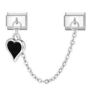 Double Hook Heart Pendant Stainless Steel Italian Charm Links