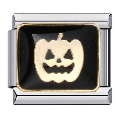 European and american popular halloween modular bracelet stainless steel welded oil dripping dark pattern italian modular