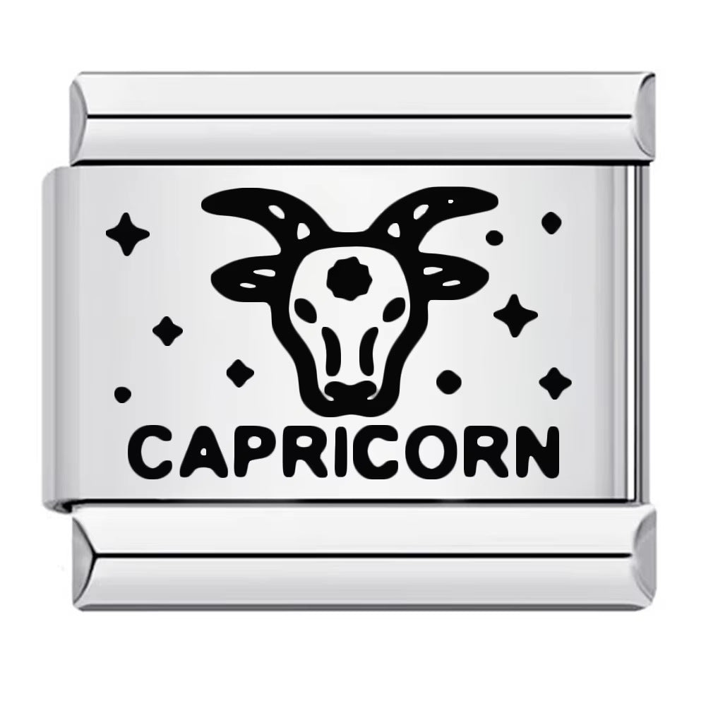 Cross-border hot-selling laser engraved 12 zodiac sign elements stainless steel diy italian modular bracelet bangle accessories