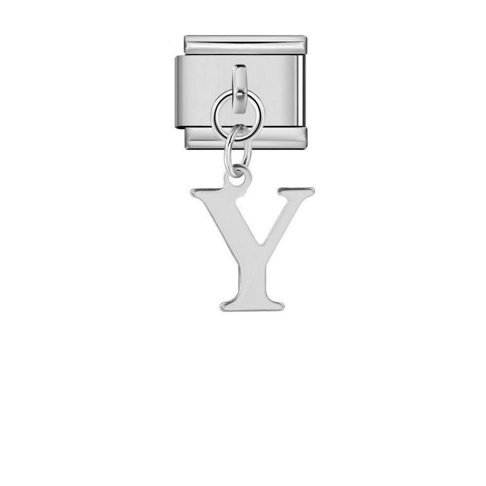 Silver minimalist letter Italian module bracelet, stainless steel handmade DIY hook elastic splicing bracelet accessories