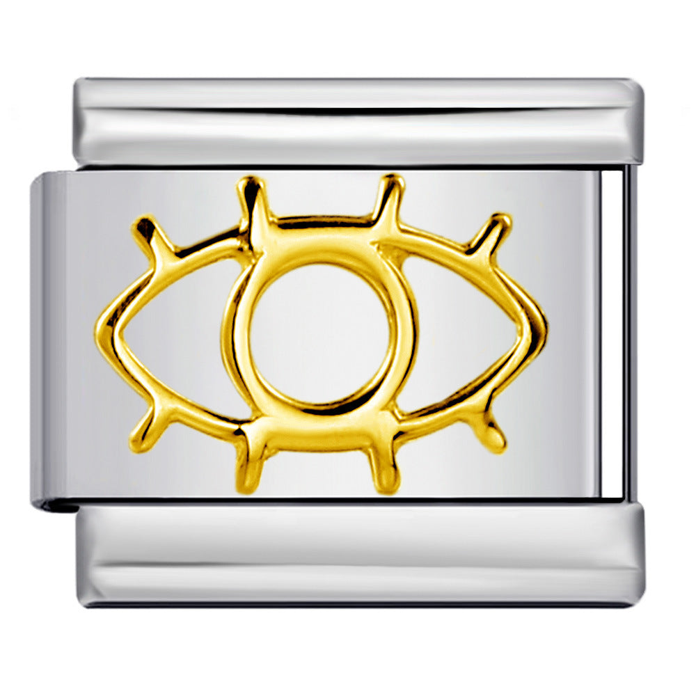 Gold Silver Stamped Pattern Stainless Steel Italian Charm Links