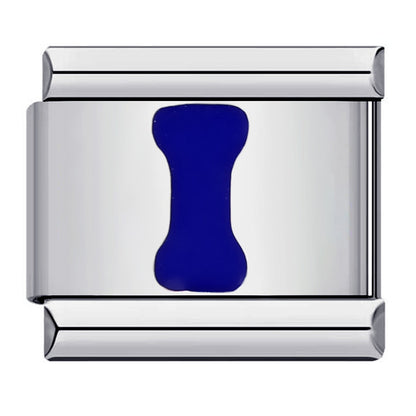 Blue Enamel Alphabet Stainless Steel Italian Charm Links