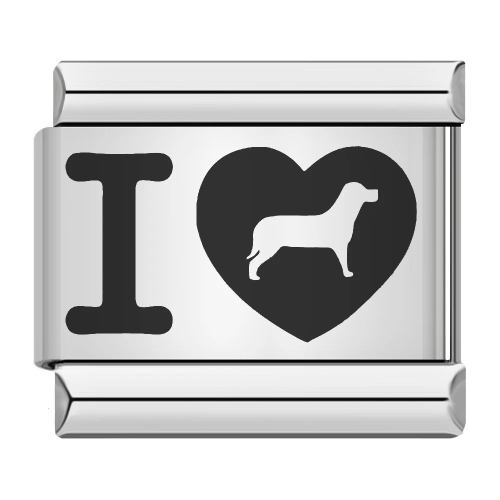 Cross-border hot-selling laser engraving heart-shaped series, stainless steel handmade DIY Italian module bracelet wholesale